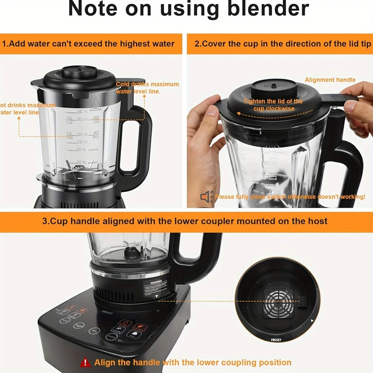 Prasky 2400W Professional Heating Blender Auto Clean System