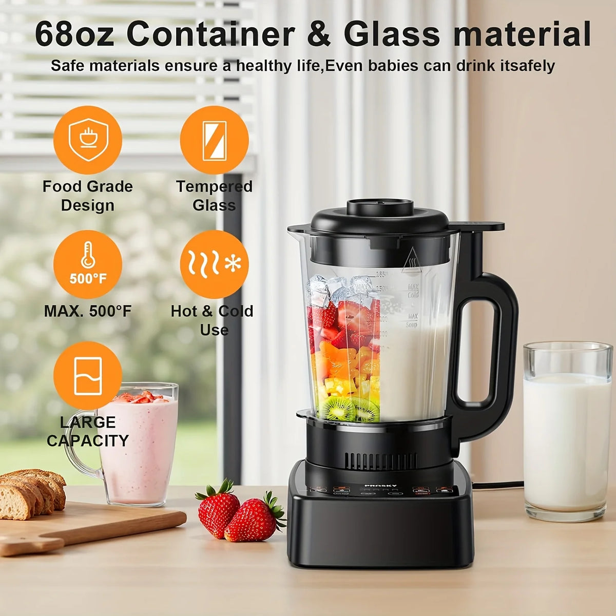 Prasky 2400W Professional Heating Blender Auto Clean System