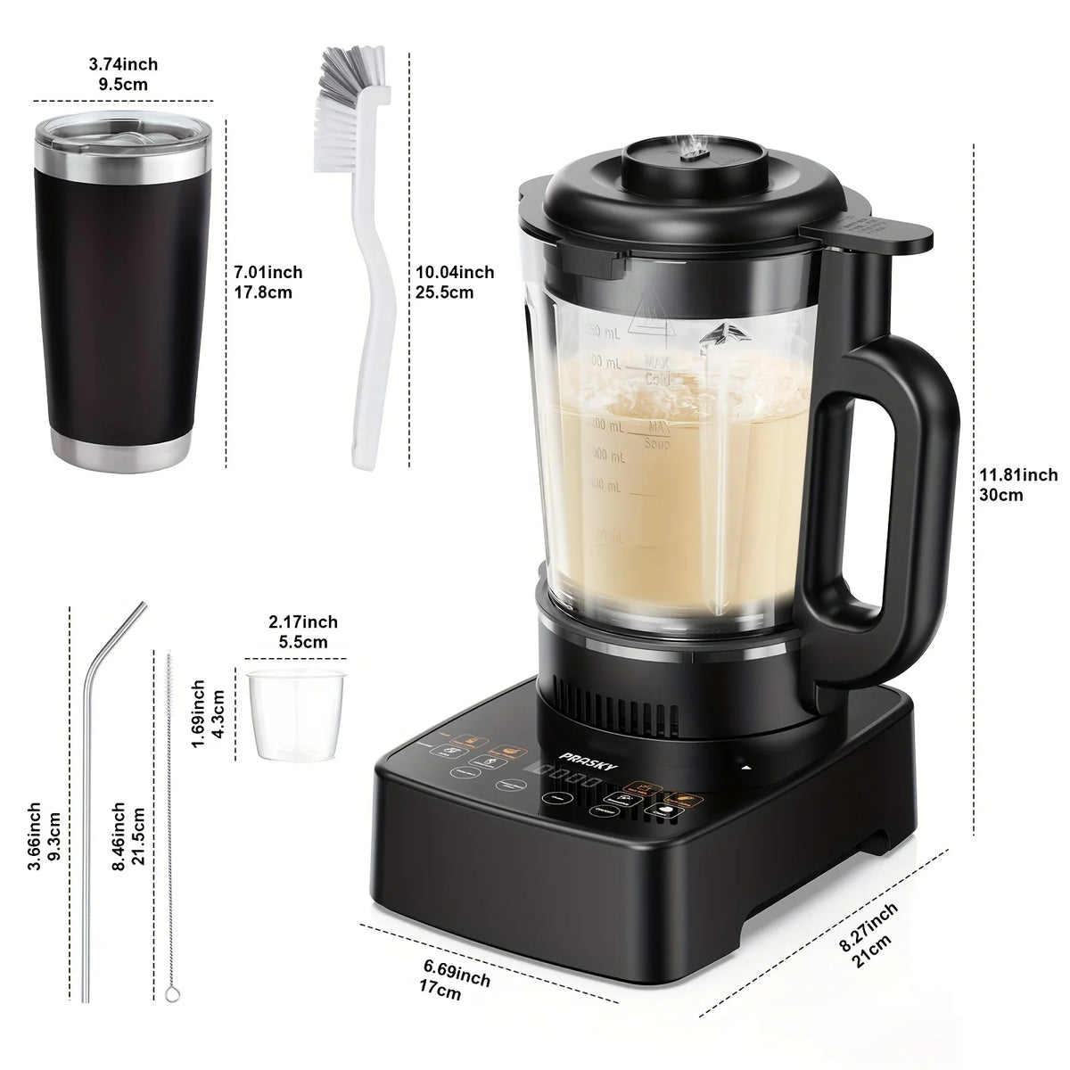 Prasky 2400W Professional Heating Blender Auto Clean System